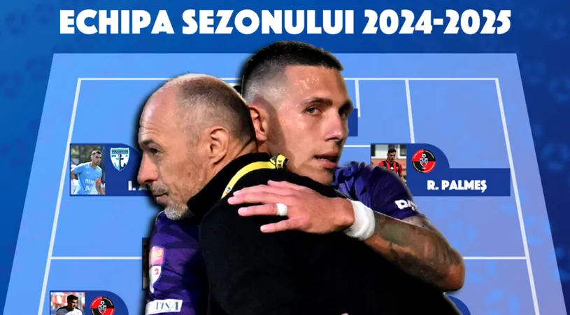 Echipa sezonului în Liga 2 și antrenorul ei. Campioana CFC Argeș are cei mai mulți componenți, urmată de Csikszereda și Steaua. Două echipe din play-out au câte un premiat