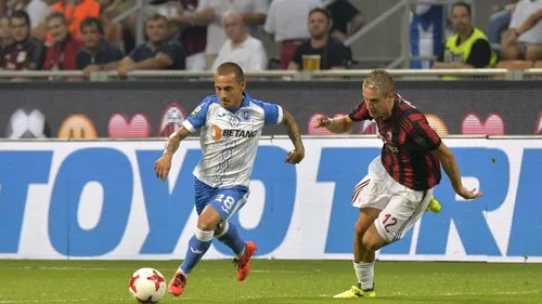 N-a fost DEVIS! AC Milan - CS U Craiova 2-0, după reușita lui Bonaventura și golul din offside al lui Cutrone. Mitriță a ratat incredibil la 1-0 pentru 