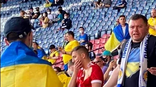 Scandal în zona destinată fanilor ucraineni! Un suporter rus s-a așezat în peluza suporterilor naționalei lui Andriy Şevcenko | VIDEO