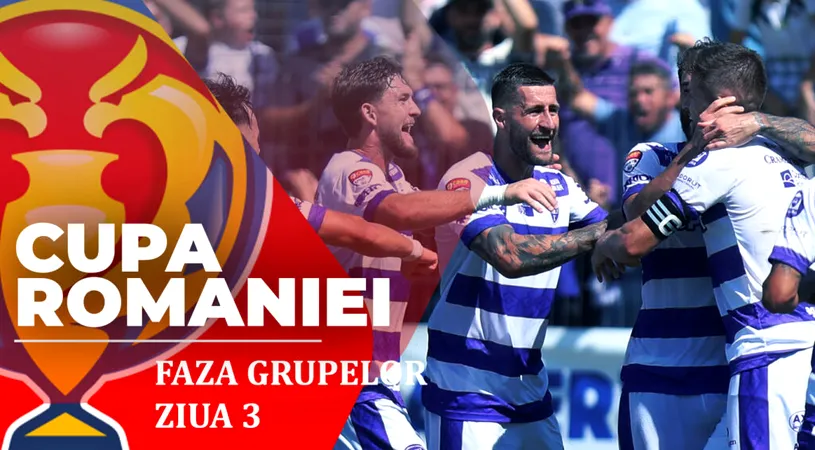 S-a încheiat prima etapă a grupelor Cupei României | Știința Poli Timișoara a cedat în ultimele minute contra Rapid. FC Bacău a pus probleme campioanei U Craiova, dar a pierdut. Toate rezultatele și clasamentele