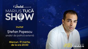 Marius Tucă Show începe miercuri, 19 martie, de la ora 20.00, live pe Gândul. Invitat: Ștefan Popescu