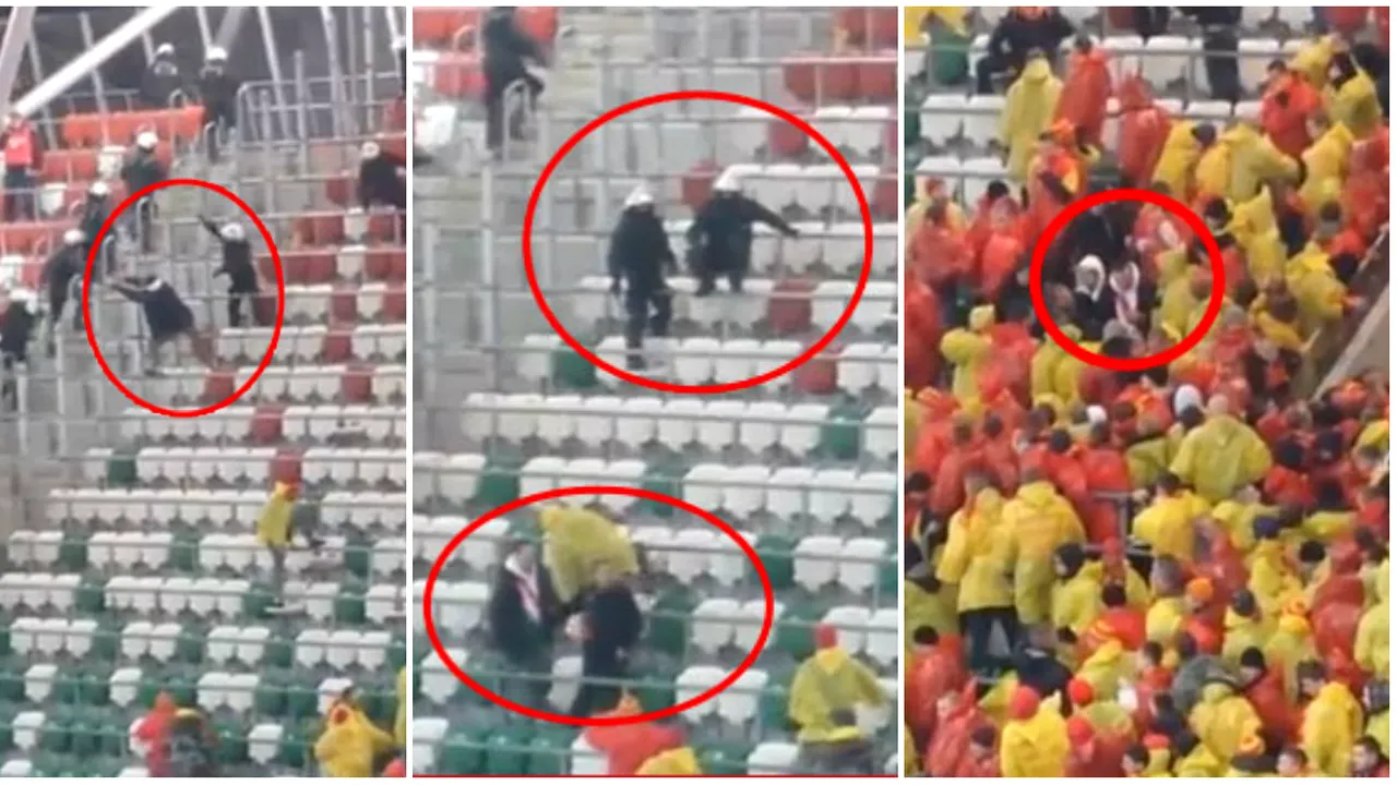 Solidaritate ultra. Moment incredibil la Legia - Jagiellonia. VIDEO: Un huligan a sărit să-i bată pe fanii adverși, dar a fost salvat din calea poliției chiar de aceștia