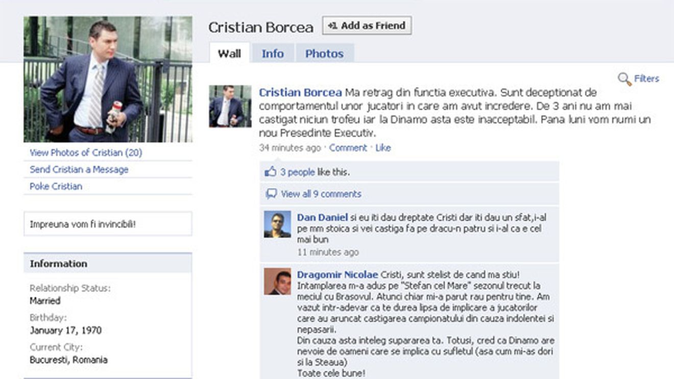 Borcea și-a anunțat retragerea de la Dinamo pe Facebook!