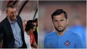 Rednic și Dică, față în față după "războiul" din săptămâna Marelui Derby. Imaginea care nu mai are nevoie de cuvinte: gestul făcut de cei doi când s-au văzut pe marginea terenului. FOTO