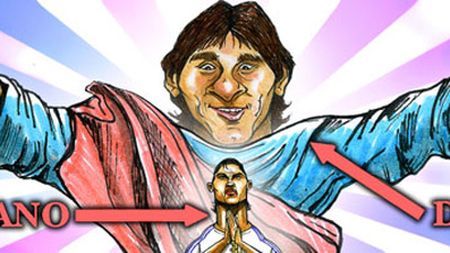 Caricatura zilei: **Cristiano Ronaldo se roagă la Dumnezeul Messi :)