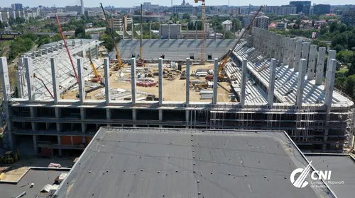 Lucrările au avansat la noul stadion al Rapidului! A început construirea acoperișului Peluzei Sud | FOTO