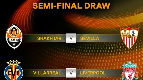 Șahtior Donețk - Sevilla și Villarreal - Liverpool în semifinalele Europa League