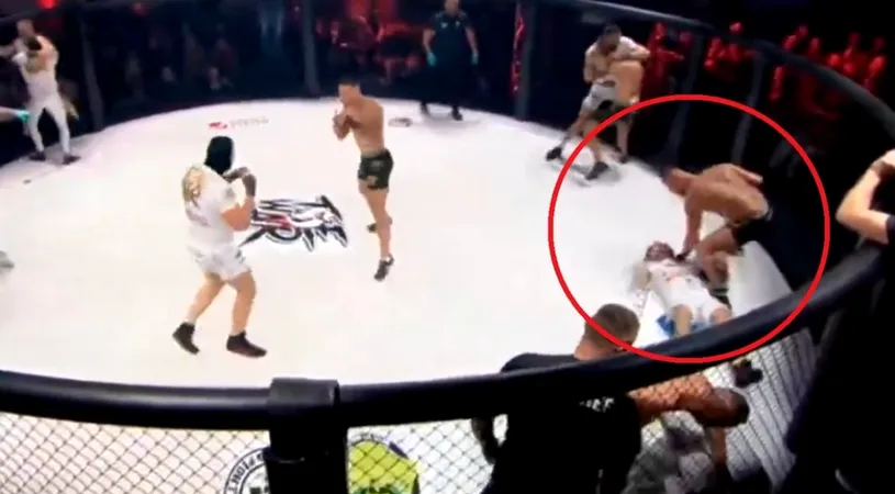 „Tentativă de omor!”. Meci incredibil la o gală MMA: 5 contra 5 luptători, în cușcă! Imaginile care au șocat internetul: spectatorii puteau vedea o tragedie în fața lor | VIDEO