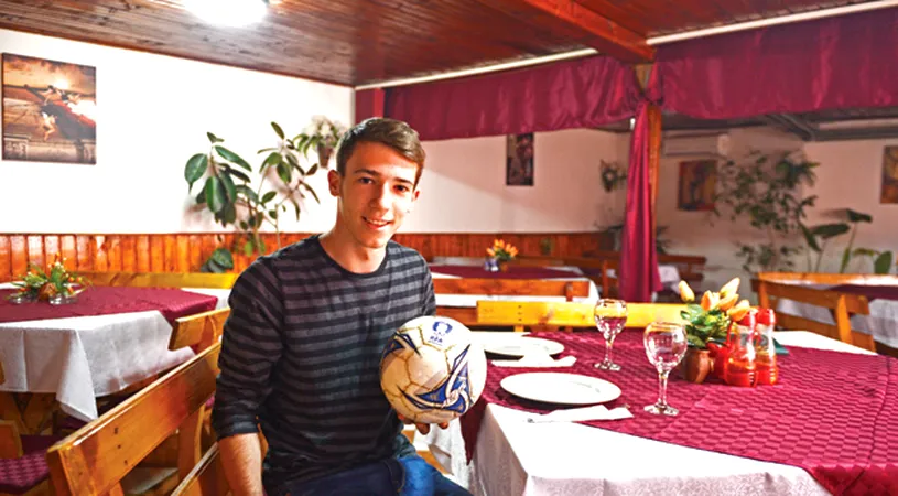 Serviți, vă rog, fotbal pe pâine!** Înainte de a fi titular la echipa mare a Rapidului, Vasile servea clienții la restaurant