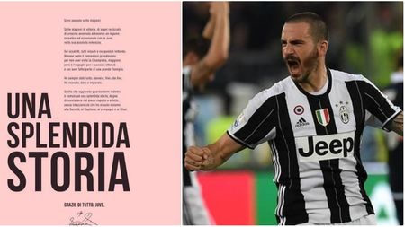 Gest superb al lui Bonucci: a cumpărat o pagină din Gazzetta dello Sport pentru a transmite un mesaj "familiei" Juventus. Gândurile unui fundaș uriaș la încheierea unei ere