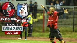 Nu îi priește nocturna! Csikszereda ia doar un punct din meciul cu Pandurii, după ce a condus cu 2-0 și a avut și un jucător în plus