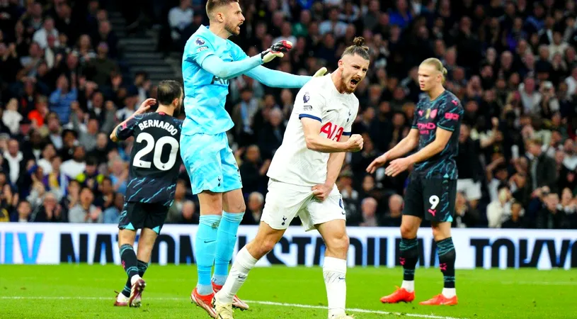 Ce notă pentru Radu Drăguşin după ce s-a tăvălit cu Erling Haaland în Tottenham - Manchester City 0-2! Prestația solidă a românului arată că e la nivelul Premier League