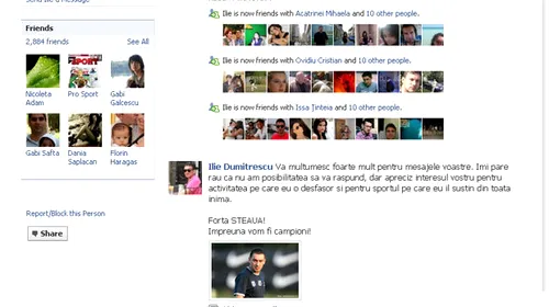 Ilie are mai mulți fani pe Facebook decât Dinamo la ultimul meci acasă! :)** „Forța Steaua! Împreună vom fi campioni!”