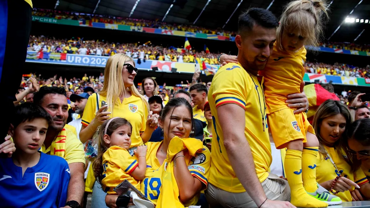 Imagini zguduitoare cu fiul lui Edi Iordănescu plângând și fratele selecționerului devenit șef de galerie cu tricolorul în mâini la România - Ucraina 3-0! Cum am trăit meciul printre familiile jucătorilor tricolori, în sectorul de suflet de pe Allianz Arena. EXCLUSIV