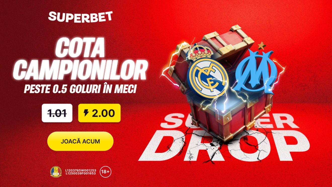 Advertorial. Superbet bate propriile recorduri: cotă 2.00 în loc de 1.01 la Real Madrid - Marseille!