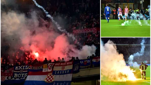 FOTO și VIDEO | Suporterii croați au obligat arbitrul să întrerupă meciul de pe San Siro. Italia - Croația 1-1