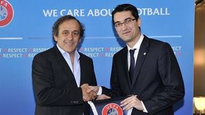 Răzvan Burleanu s-a întâlnit cu Michel Platini: "România va fi, în opt ani, în primele 10 echipe ale lumii"