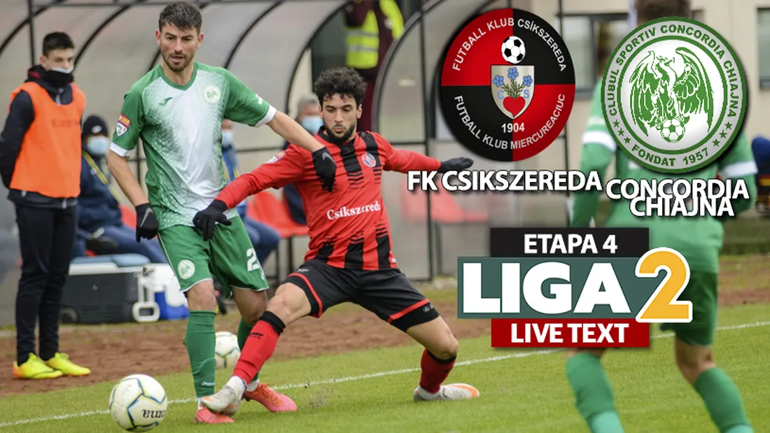Concordia Chiajna s-a distrat cu FK Csikszereda, e singura echipă care continuă cu punctaj maxim în Liga 2 și urcă în fotoliul de lider