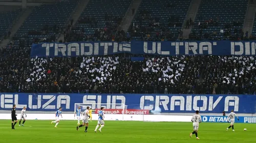 Umilinţă pentru fanii FCU Craiova: rivalii de la Universitatea Craiova le-au expus scenografia greşită! Era pregătită pentru derby-ul Băniei. „S-a ales praful”. FOTO