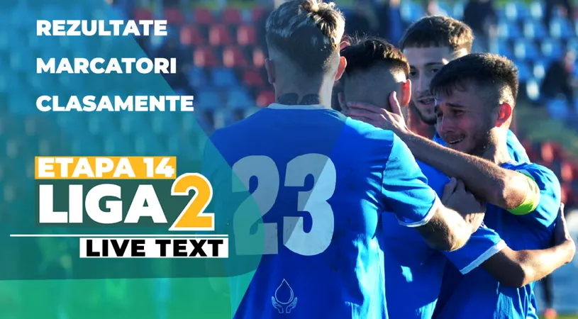 Liga 2, etapa 14 | Liderul învinge greu una dintre ultimele clasate, Concordia obține al patrulea succes consecutiv. Ceahlăul se împiedică de ”lanternă”, iar Metalul Buzău începe să viseze la play-off