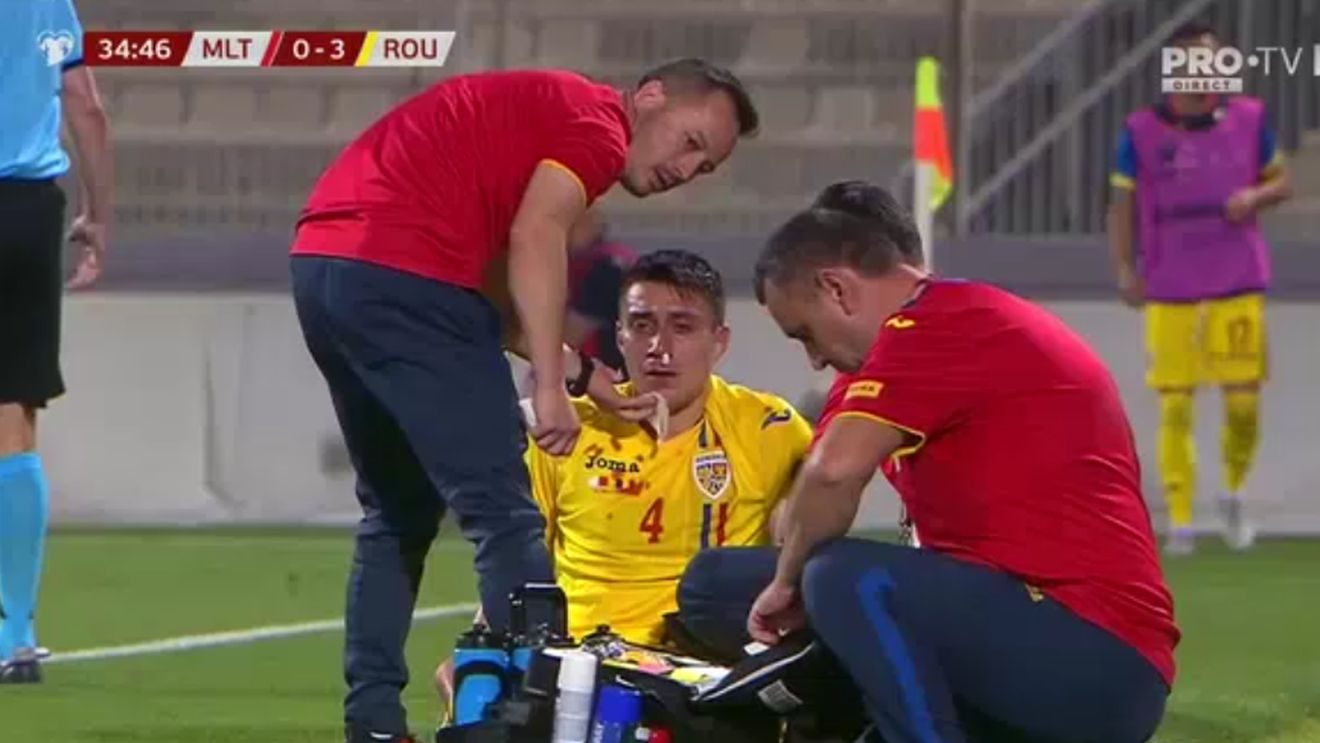Nedelcearu a aflat cum îl va marca accidentarea suferită în meciul cu Malta: "Mi-au dat lacrimile". Fostul fundaș al lui Dinamo a fost lovit în față de un adversar cu genunchiul 