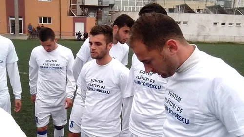 Echipa a doua a Pandurilor a afișat la ultimul meci tricouri cu mesaje de susținere pentru Condescu