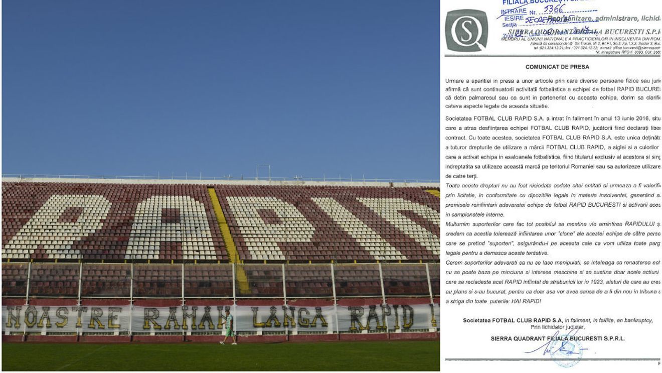 ACTE | FC Rapid intră în război cu AFC Rapid. Lichidatorul judiciar Mihai Florea: "Nu credem că suporterii tolerează înființarea unor clone. Vom utiliza toate pârghiile pentru a demasca aceste tentative". Notificări către toate instituțiile. Ce urmează