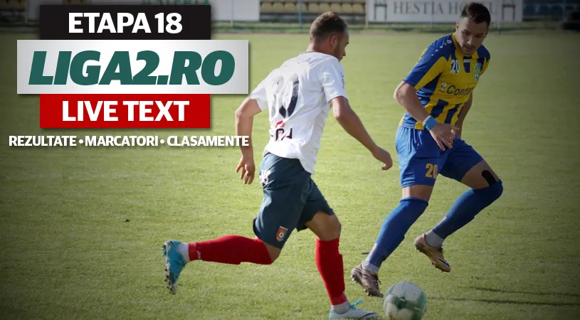 Schimbare de lider în Liga 2 după desfășurarea derby-ului Dunărea - Chindia. Poli câștigă în fața Ripensiei, iar UTA a participat la meciul etapei cu cele mai multe goluri.** Rezultatele și marcatorii etapei 18