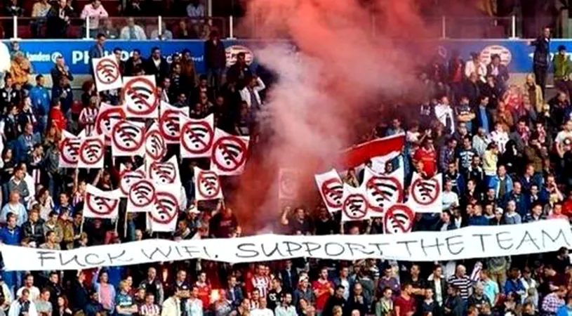 Fanii lui PSV au protestat împotriva deciziei conducerii de a introduce Wi-Fi pe Philips Stadium 