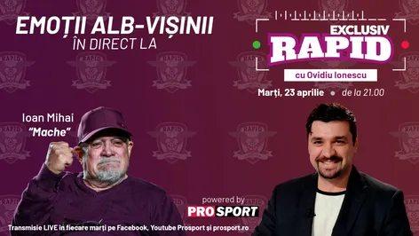 Actorul Ioan Mihai, primul lider al galeriei Rapidului, este invitat la „EXCLUSIV RAPID” marți, 23 aprilie, de la ora 21.00