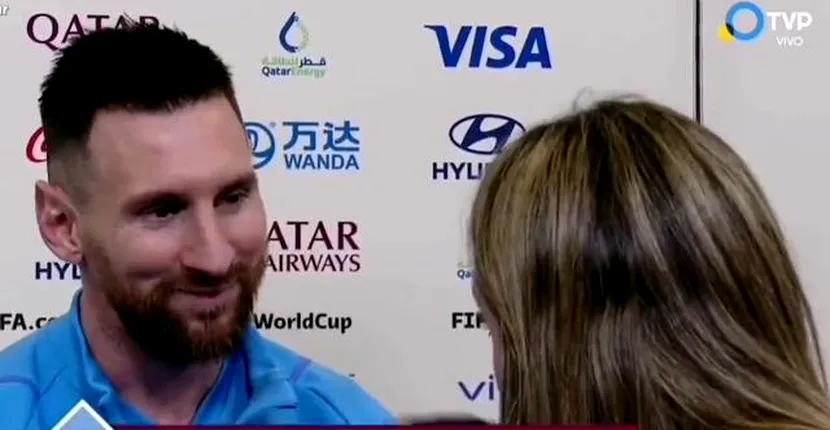 Lionel Messi aproape în lacrimi când un reporter îi spune cât de mult înseamnă pentru fanii argentinieni după ce a ajuns în finala Cupei Mondiale