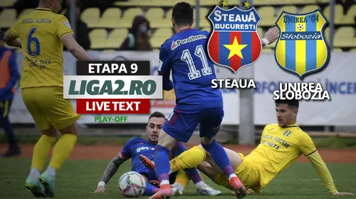 Steaua câștigă în fața Unirii Slobozia și își asigură matematic locul 4 în play-off-ul Ligii 2. Claudiu Dragu și Emilian Pacionel, la primele lor goluri în acest sezon pentru ”militari”