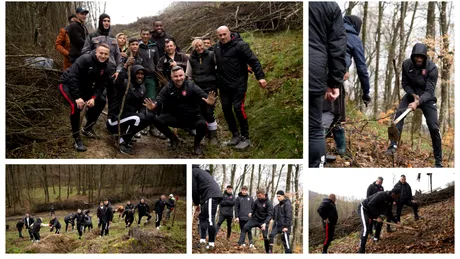 În pădure, pe cărare! Jucătorii de la CS Comunal Șelimbăr, duși să planteze copaci, într-o campanie prin careu clubul vrea să fie ”mai prietenos cu mediul înconjurător”
