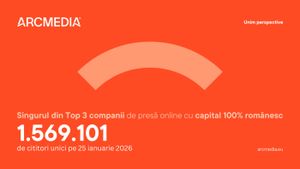 ARCMEDIA conduce detașat clasamentul grupurilor de presă la nivel national începând cu luna decembrie și este liderul absolut al internetului din România cu peste 8.7 miliarde de vizualizări pe rețelele sociale în 2025. COMUNICAT