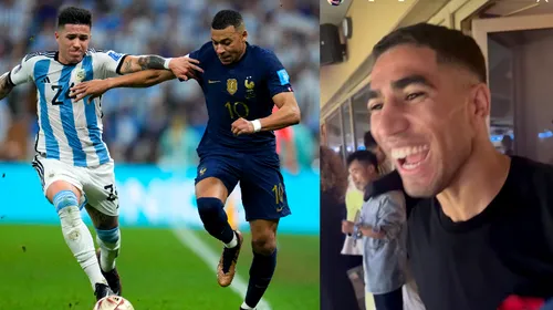 A fost eliminat de Franța de la Campionatul Mondial, dar a mers la finală și i-a susținut pe „Les Bleus”! Achraf Hakimi, reacție de milioane la golurile lui Mbappe | VIDEO