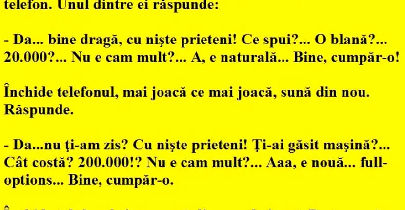 Bancul zilei: Când soțul nu refuză nimic