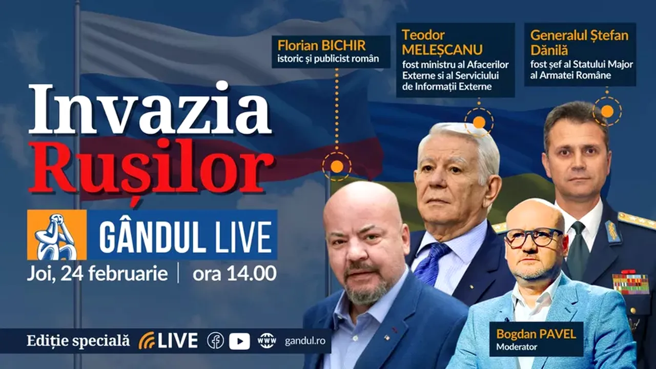 GÂNDUL LIVE | Ediție specială despre războiul din Ucraina, joi 24 februarie, de la ora 14:00