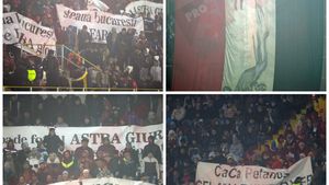 "Bun venit selecționatei de box". Steliștii, ironizați la Giurgiu. Cu ce mesaje au fost primiți elevii lui Reghecampf