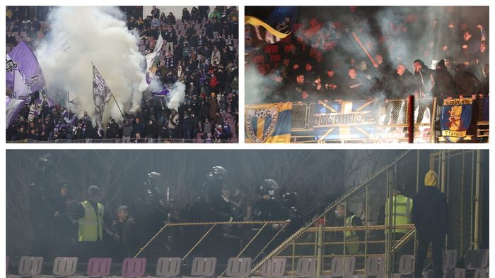 O bătaie ”pe întuneric” între suporteri, oprită la timp la meciul Poli – Petrolul! Ce spune Jandarmeria despre sancțiuni