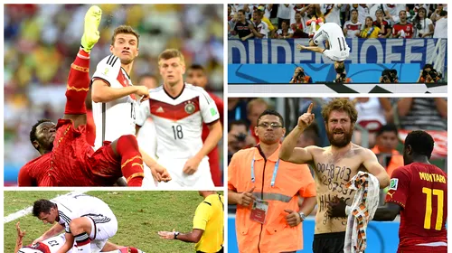 FOTO | Acrobații, sânge și un suporter pe teren în Germania – Ghana 2-2. Cele mai bune imagini ale celei mai spectaculoase reprize de la Mondial