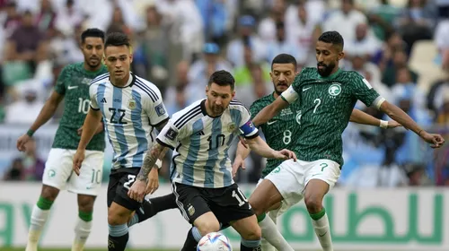 Arabia Saudită a blocat-o pe Argentina din drumul spre o mare performanță! De când nu mai pierduse selecționata lui <i class='ep-highlight'>Leo</i> <i class='ep-highlight'>Messi</i>