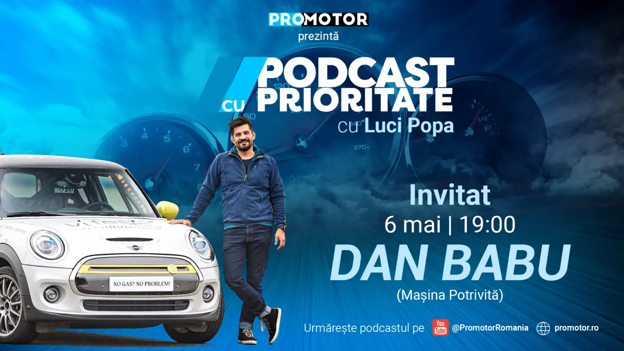 ”Podcast cu Prioritate” ep. 7 apare sâmbătă, 6 mai, ora 19:00. Dan Babu (Mașina Potrivită) ne spune care este mașina second-hand a momentului