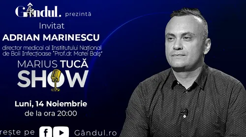 Marius Tucă Show începe luni, 14 noiembrie, de la ora 20.00, live pe gândul.ro