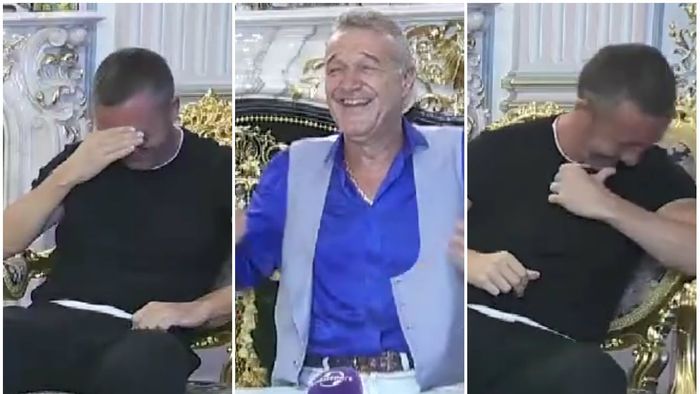 Tentativă de stand-up cu Gigi Becali. MM a râs cu lacrimi la glumele patronului. "Marea noastră bucurie e că s-a înființat Dinamo în 1948!" Becali a așteptat un an să dea răspunsul la coregrafia "Doar Dinamo București"
