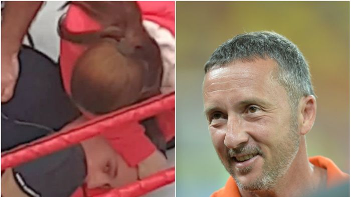 "Chiar el?" Reacția genială a lui Mihai Stoica, după ce Mircea Badea a fost făcut KO în 5 secunde de un luptător profesionist
