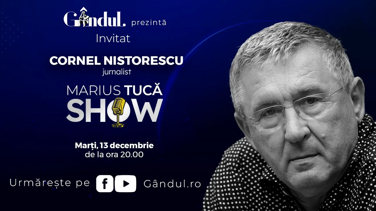 Marius Tucă Show începe marţi, 13 decembrie, de la ora 20.00, live pe gândul.ro