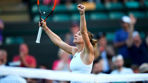 Reacția Simonei Halep după calificarea în optimi la Wimbledon: 