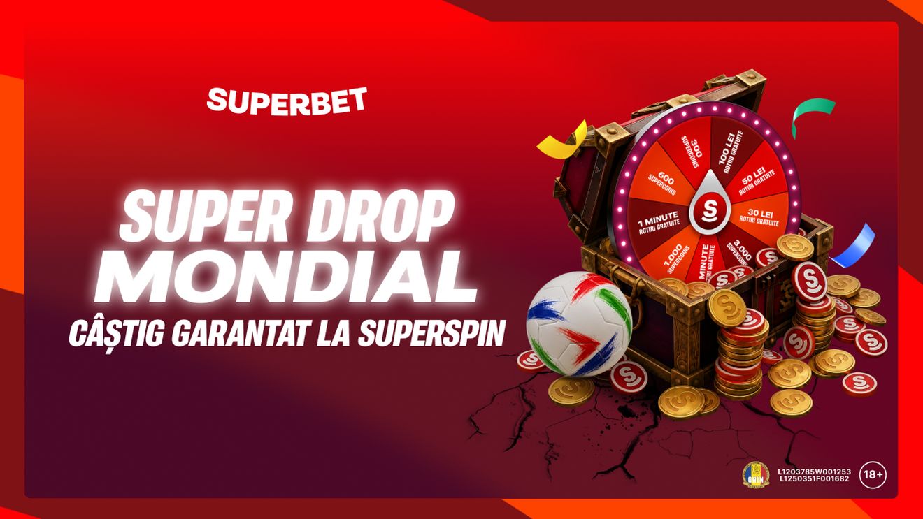 ADVERTORIAL. Super Drop la SuperSpin: la startul turneului american, ai câștig garantat în rotiri gratuite sau Supercoins la roata Superbet