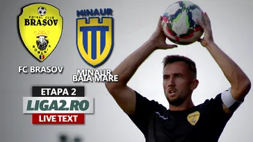 FC Braşov – Minaur Baia Mare se joacă ACUM. S-a înscris la ultima fază de atac a primei reprize
