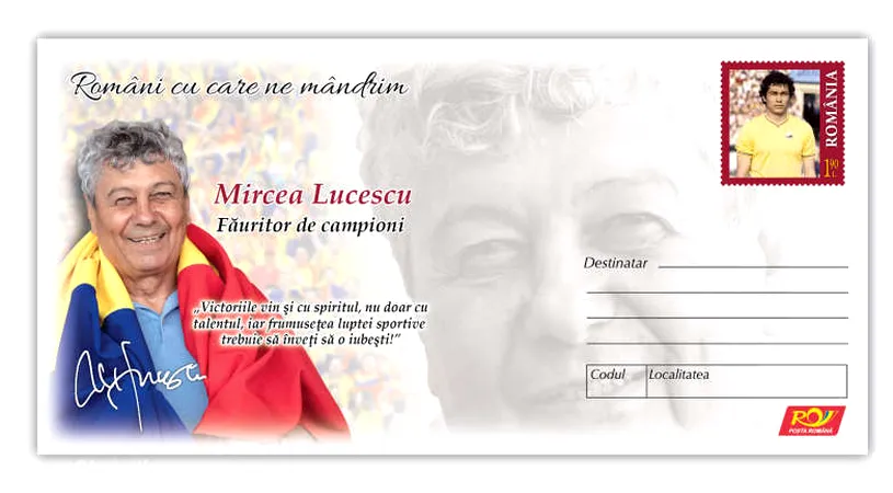 Întreg poștal dedicat antrenorului Mircea Lucescu. Ce alți sportivi români celebri au avut această mare onoare